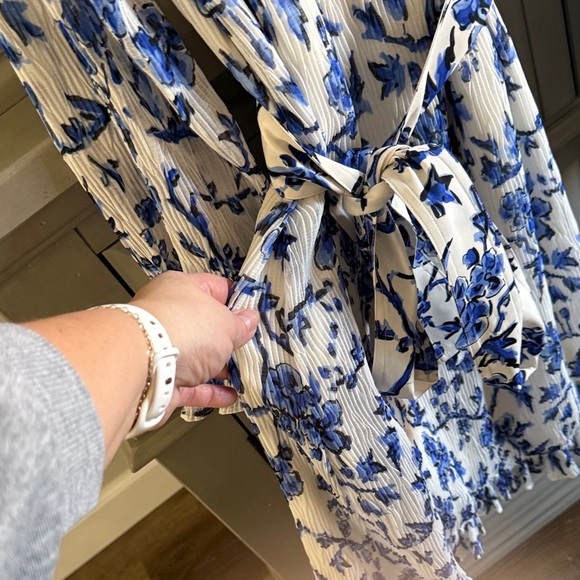 Tory Burch Blue and White Floral Ruffle Blouse - Picture 7 of 7